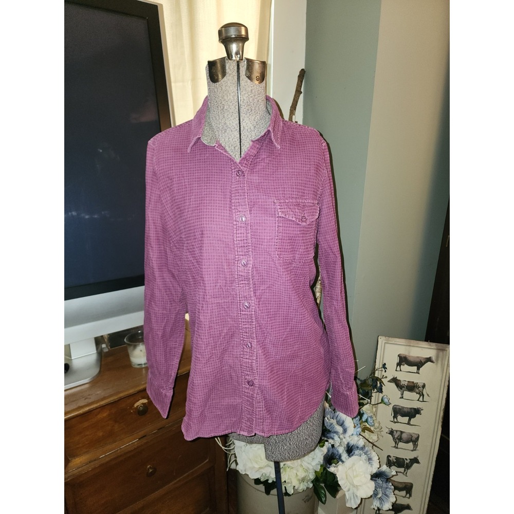 Woolrich Womens Corduroy Button Down Shirt Small Blackberry Camping Hiking